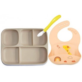 Набір силіконового посуду 2Life Жираф 3 предмети Бежевий (vol-10467) (1250835)