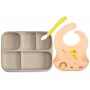 Набір силіконового посуду 2Life Жираф 3 предмети Бежевий (vol-10467) (1250835)