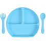 Набір силіконова трисекційна тарілка ложка вилка 2Life Y9 3 шт Синій (vol-9918) (1252345)