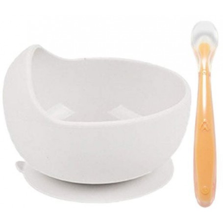 Набір силіконова кругла тарілка для перших страв та ложка 2Life Y23 2 шт Сірий (vol-10170) (1251241)