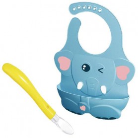 Слинявчик 2Life Слоник 4Д Блакитний та силіконова ложка Жовтий (vol-10534) (1250890)