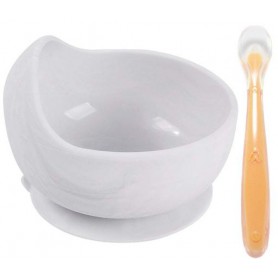 Набір силіконова кругла тарілка для перших страв та ложка 2Life Y1 2 шт Сірий (vol-10163) (1251206)