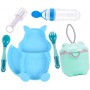 Набір 2Life Y9 силіконова тарілка-білка, ложка, контейнери-снеки, шприц-дозатор, пляшка-ложка Блакитний (vol-10037) (1250691)