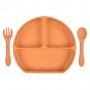 Набір трисекційна силіконова тарілка ложка вилка 2Life Y25 3 шт Помаранчевий (vol-9772) (1252098)