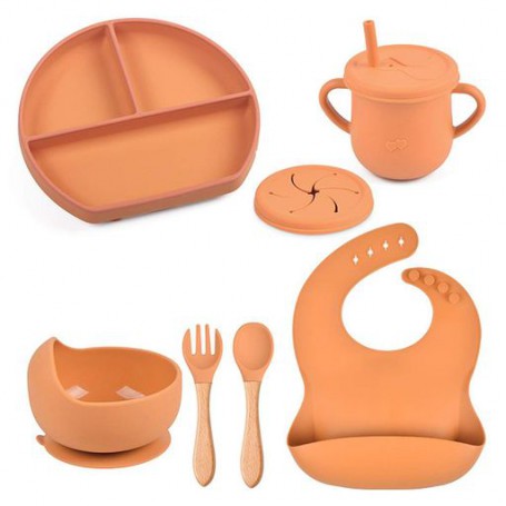 Силіконова дитяча посуда TC-Y25Y27 прилади дерево двокольорова Newsun new (1246077)