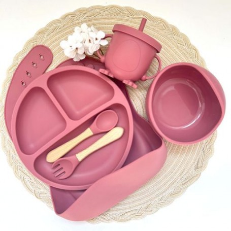 Набір силіконової дитячої посудини RNSH img_e2642 темно-рожевий Newsun new (1246160)