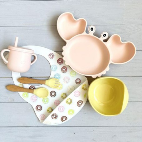 Набір KRPR img_e9279 краб тарілка, нагрудник з принтом Y4Y11 (дитячий посуд) Newsun new (1246232)