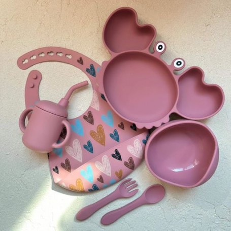 Набір дитячого посуду KRP 2483 краб принт силікон Y19 Newsun new (1246079)