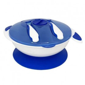 Тарелка на присоске с ложкой и вилкой MGZ-0109(Blue) 350 мл Megazayka (1252390)