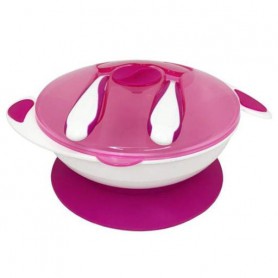 Тарелка на присоске с ложкой и вилкой MGZ-0109(Crimson) 350 мл Megazayka (1252393)