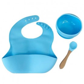Набор детской посуды Силиконовая тарелка и слюнявчик MGZ-0110(Blue) в коробке Megazayka (1252427)