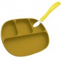 Чотирьох-секційна тарілка та силіконова ложка в контейнері 2Life D6 678 мл Жовта (vol-10682) (1250773)