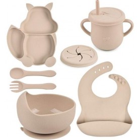 Набір дитячого силіконового посуду 2Life Y24 7 шт Бежевий (vol-10086) (1251141)