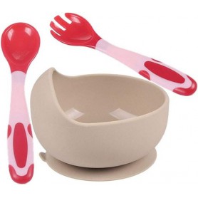 Набір силіконового посуду 2Life Y24 3 предмети Бежевий/Червоний з рожевим (vol-10225) (1251210)