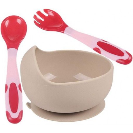 Набір силіконового посуду 2Life Y24 3 предмети Бежевий/Червоний з рожевим (vol-10225) (1251210)