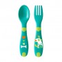 Детский набор ложка и вилка для кормления Chicco First Cutlery от 12месяцев, зеленый (16101.30)
