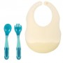 Силіконовий слинявчик 2Life 23х30 см Жовтий та термочутлива ложка вилка Блакитний (vol-10510) (1250880)