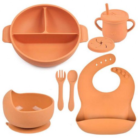 Набір дитячого силіконового посуду 2Life Y25 з 7 предметів Помаранчевий (v-11509) (1251069)