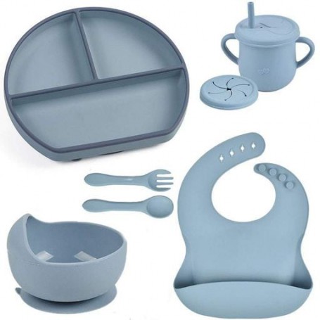 Набір дитячого силіконового посуду 2Life Y21 із 7 предметів Блакитний (v-11365) (1251061)