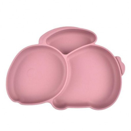 Трисекційна силіконова тарілка 2Life Кролик Y19 525 мл Рожевий (v-11048) (1250841)