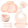 Набір силіконового посуду 2Life Y4 із 7 предметів на присосці Рожевий (v-11285) (1251182)