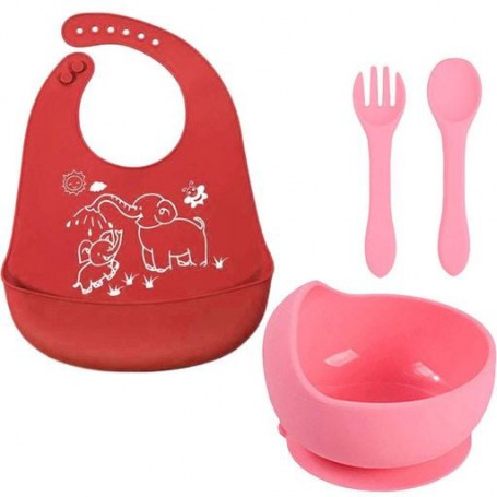 Набір силіконового посуду 2Life 4 предмети Червоний/рожевий (vol-10665) (1250896)