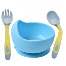 Глибока тарілка 2Life Y9 350 мл Блакитна та термочутлива ложка вилка Жовтий (vol-10530) (1250889)