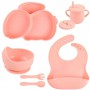 Набір силіконового посуду 2Life Y12 із 7 предметів на присосці Рожевий (v-11289) (1251011)