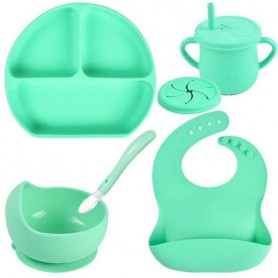 Набір дитячого силіконового посуду 2Lie Y13 із 6 предметів М'ятний (v-11369) (1251431)