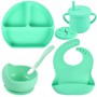 Набір дитячого силіконового посуду 2Lie Y13 із 6 предметів М'ятний (v-11369) (1251431)