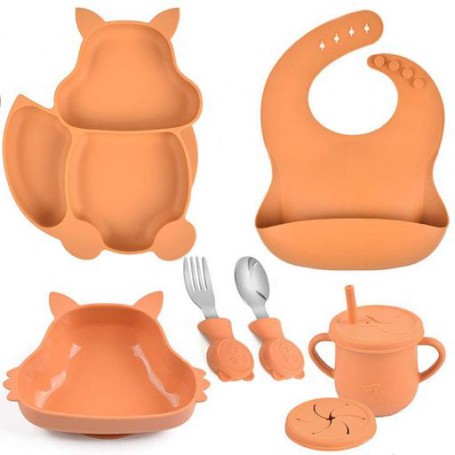 Набір дитячого посуду на присосці 2Life Білка Y25 з 7 предметів Помаранчевий (v-11332) (1251044)