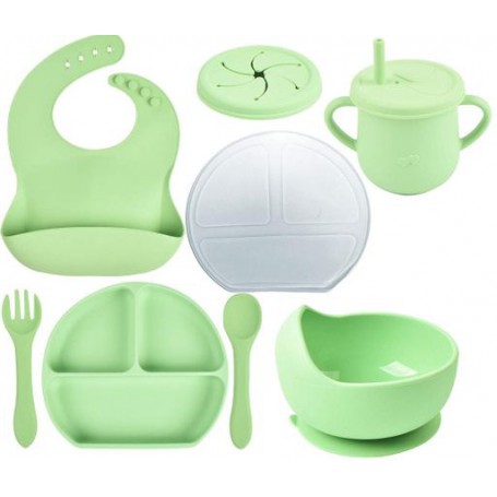 Набір силіконового посуду 2Life Y3 7 предметів Зелений (v-11127) (1250909)