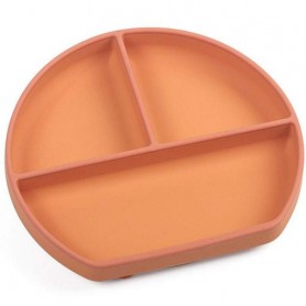 Силіконова трисекційна тарілка 2Life Y25+Y27 660 мл Помаранчевий з коричневим (v-11102) (1251232)