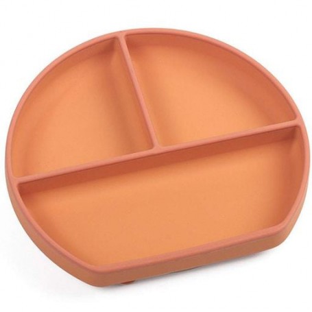 Силіконова трисекційна тарілка 2Life Y25+Y27 660 мл Помаранчевий з коричневим (v-11102) (1251232)
