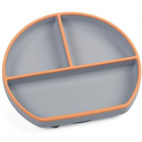 Силіконова трисекційна тарілка 2Life Y18+Y25 660 мл Сіра з помаранчевим (v-11100) (1250988)