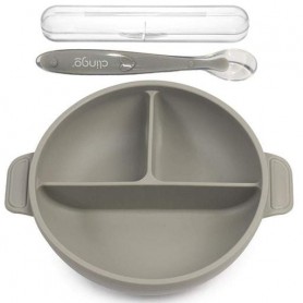 Трисекційна тарілка 2Life Y22 та ложка в кейсі Сірий (v-11843) (1248376)