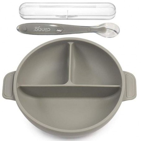 Трисекційна тарілка 2Life Y22 та ложка в кейсі Сірий (v-11843) (1248376)