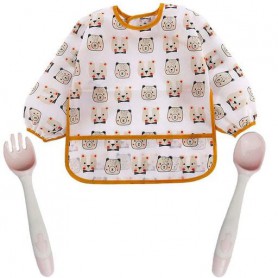 Набір 2Life слинявчик-нагрудник Ведмедики та столові прилади Рожевий (1248343)