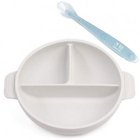 Тарілка трисекційна 2Life Y23 та ложка Світло-сіра (v-11845) (1248056)