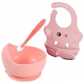 Набір силіконового посуду 2Life Слонік 3 предмети Рожевий (vol-10433) (1250754)