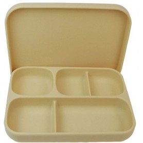 Дитяча п'ятисекційна силіконова тарілка з присоскою з кришкою 2Life 700 мл Бежевий (vol-10195) (1251070)