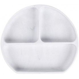 Дитяча трисекційна силіконова тарілка з присоскою 2Life Y1 660 мл Білий мармур (vol-10047) (1250696)