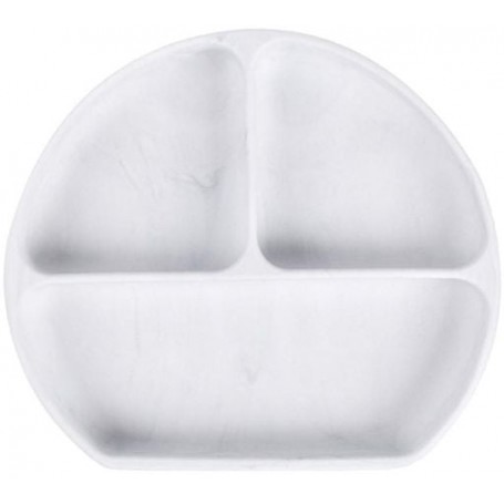 Дитяча трисекційна силіконова тарілка з присоскою 2Life Y1 660 мл Білий мармур (vol-10047) (1250696)