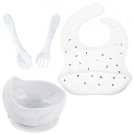 Набір посуду 2Life тарілка та прибори Y1 та слинявчик Білий (v-11761) (1248010)