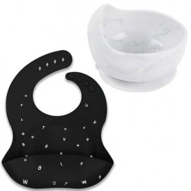 Набір посуду 2Life тарілка Y1і слинявчик Чорний/Білий (v-11751) (1248005)