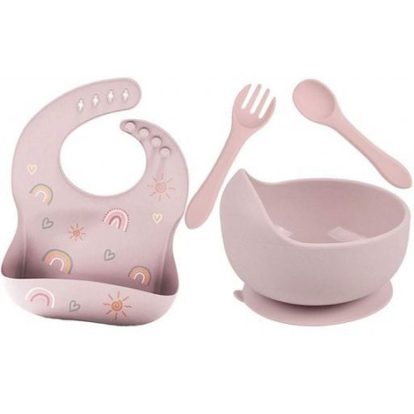 Набір посуду 2Life Y4 та слинявка Рожевий (vol-10663) (1248469)