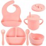 Набір дитячого силіконового посуду 2Life Y12 7 шт Рожевий (vol-10051) (1251235)