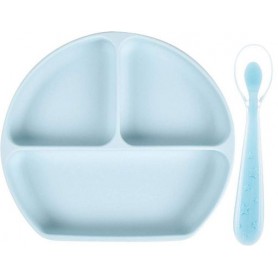 Набір силіконова трисекційна тарілка та ложка з утриманням форми 2Life Y5 Блакитний (vol-10048) (1251196)