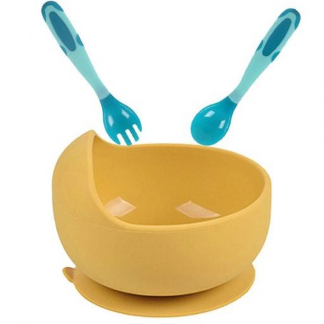 Глибока тарілка та термочутлива ложка вилка 2Life Y28 Жовтий/Блакитний (vol-10528) (1251255)