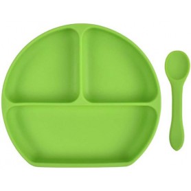Набір силіконова трисекційна тарілка ложка 2Life Y7 2 шт Зелений (vol-9996) (1250769)